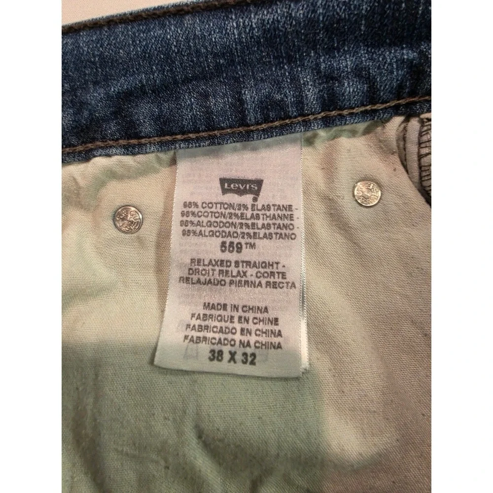 Levis 559 Relaxed Straight Jeans Mens 38x32‎ Medium Wash Blue Denim Pants 1075
